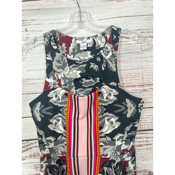 Macy's Bar III Women's Floral Striped Cutout Fit & Flare Skater Dress Small - Picture 4 of 10